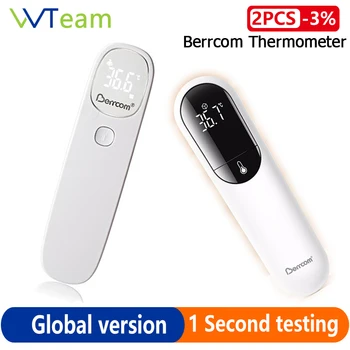 

Berrcom Thermometer Accurate Digital Fever Temperature Infrared Clinical Non Touch 1 Second Measurement LED Shown