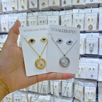 

Trendy Lucky Eye Micro Pave Zircon Evil Eye Necklace Gold Color Chain Round Pendant Necklace Jewelry Gift for Female