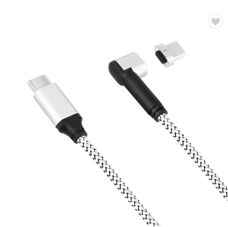 Нейлоновый 2 м 4.5A Магнитный PD3.0 USB C к type C Мужской 90 правый угол быстрой зарядки игровой кабель для MacBook Air Pro ноутбук - Цвет: Black White Type C