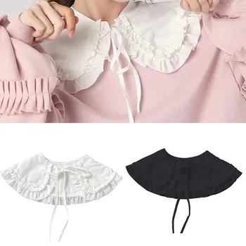 

2020 Women Girls Lolita Collars Neckline Applique Fake Collar shoulder wrap Fabric Elegant Doll Double Layer Ruffles Collarband