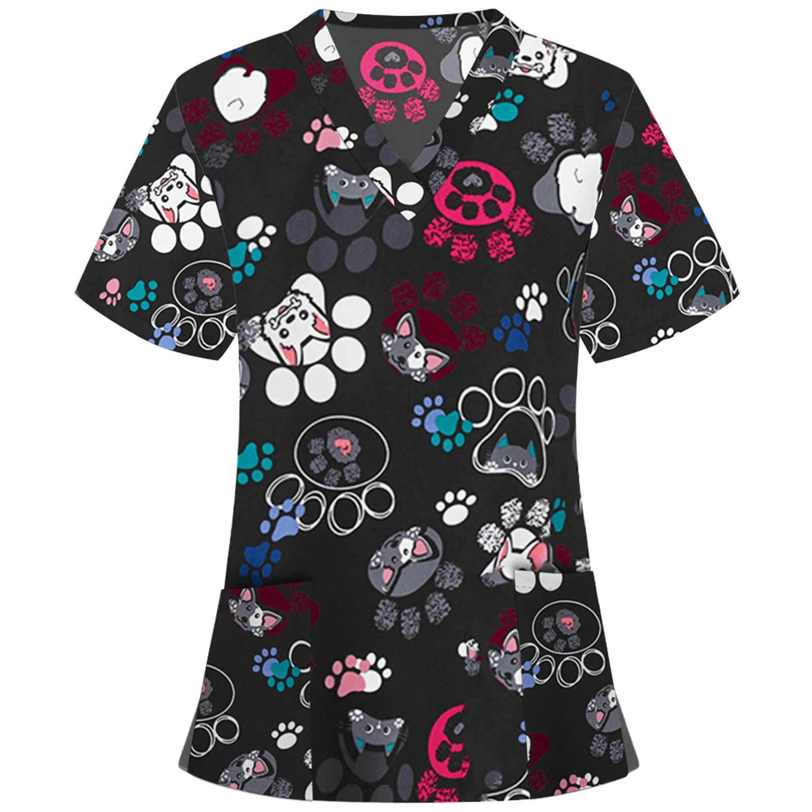 Uniform Work Unisex V-neck Tops Experimenter Scrubs Set High Quality Print Pet Grooming Institutions Beauty Salon Clothes #T1Q vintage graphic tees