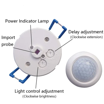 

Mini Wall Mount Occupancy Light Switch Motion Sensor Accessories Infrared Recessed Ceiling PIR Detection Corridors 360 Degree