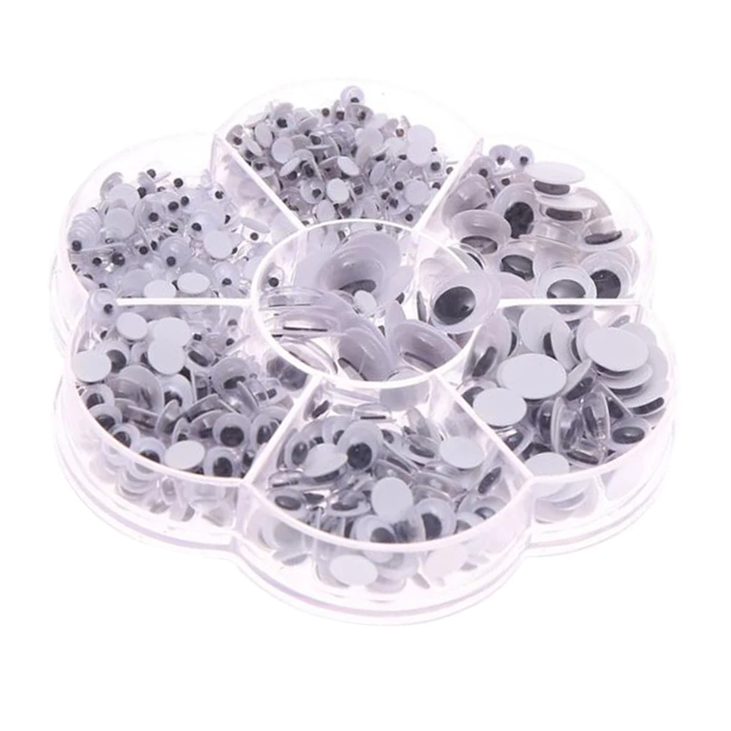 A Box Of 710 Pieces Assorted Size Self Adhesive Sticky Wiggle Googly Eyes