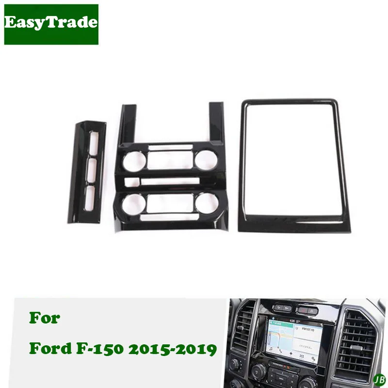 3PCS Car Styling Outlet CD Air Conditioning Central Control Panel Cover Frame Trim For Ford F150 F-150 2015-2019 Car Accessories