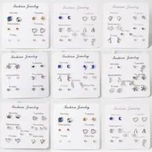 Корейская версия маленького Кита планета луна треугольник цветок ветви звезды жемчуг кленовый лист Примечания набор серьги