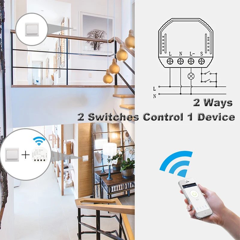 Умный Wi-Fi выключатель модуль светильник светодиодный диммер RF беспроводной голосовой пульт дистанционного управления смарт-приложение светильник 1 2 Переключатель