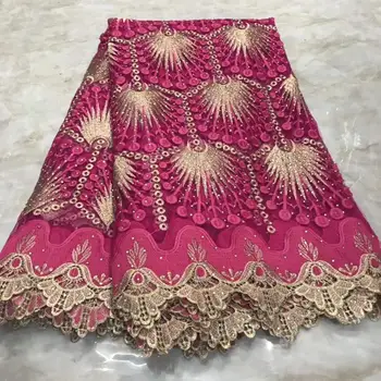 

2019 Latest African Swiss Voile Lace Fabric High Quality Nigerian French Guipure Tulle Lace fabric With Stones For Wedding