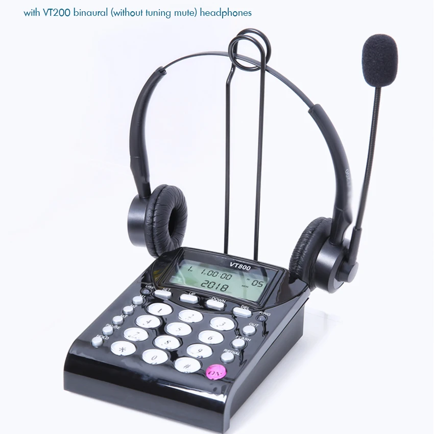 

Crystal Buttons Call Center Dialpad Headset Black Telephone with Adjustable Volume & LCD Brightness, REDIAL for Office, Home