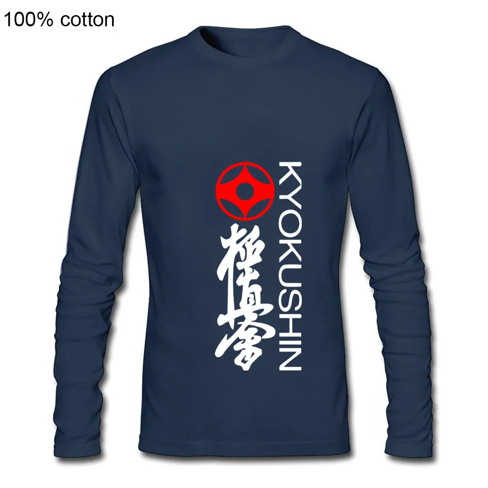 Модная свободная черная футболка с длинным рукавом, мужские футболки Kyokushin, каратэ, масутатсу, Ояма, каратэ, японская Футболка с принтом, длинная Мужская футболка