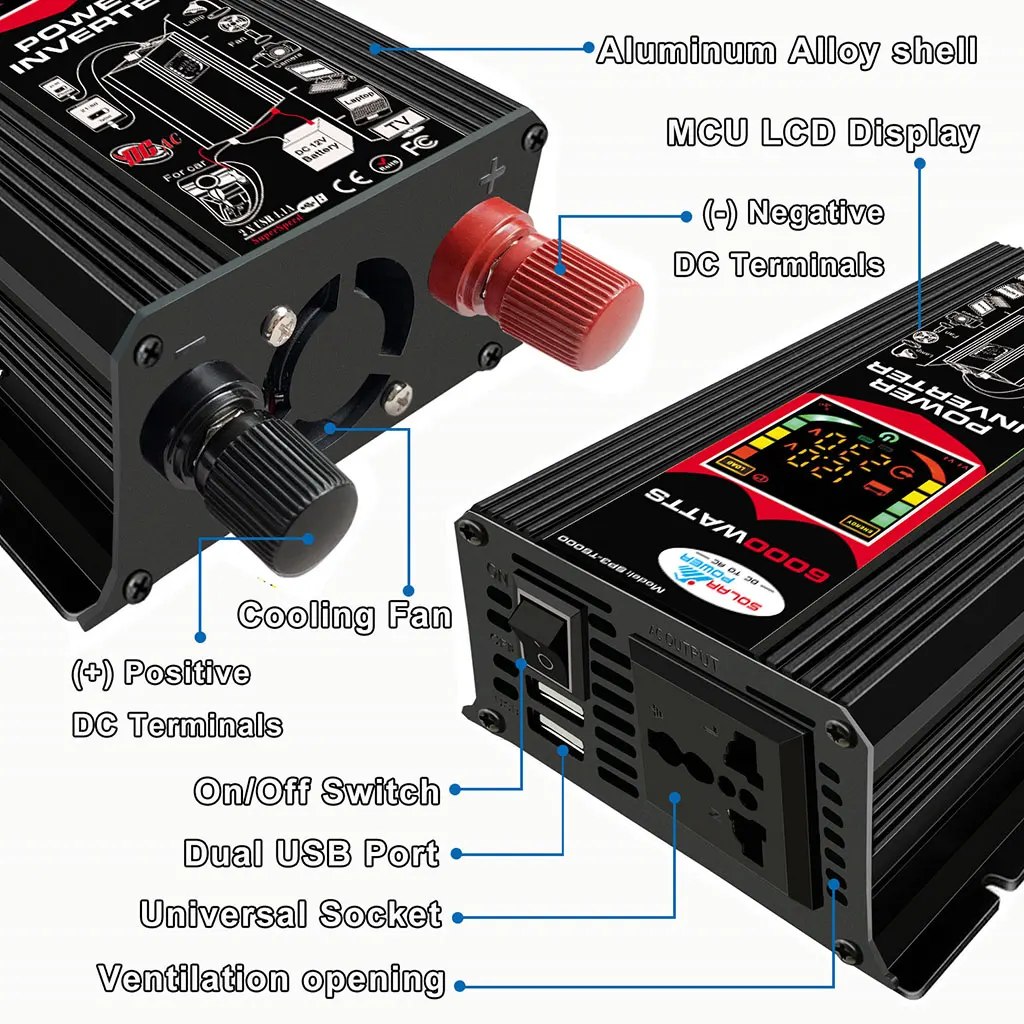 Автомобильный инвертор DC12V к переменному току 110 V/220 V 4000W инвертор с чистым синусом Напряжение трансформатор