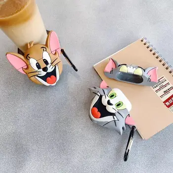 

3D Cute Cartoon Tom Cat and Jerry Mouse Silicone Earphone Case for AirPods 1 Protection Earphone Cover Case For Airpods 2 case