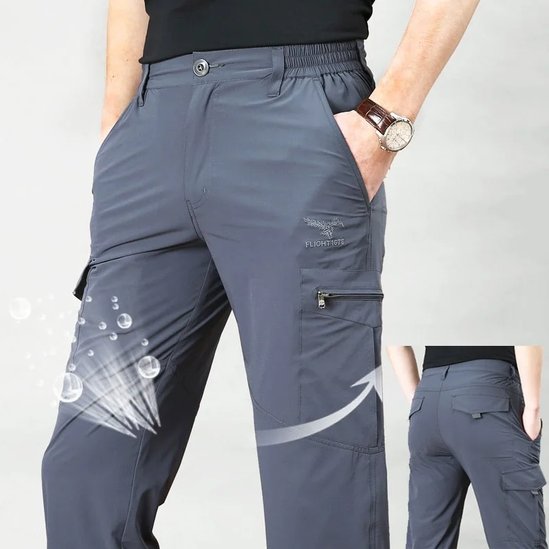 

New Men Casual Cargo Pants Thin Quick Dry 2020 Spring Summer Male Waterproof Tactical Military Trousers Mens Outdoor Sweatpants