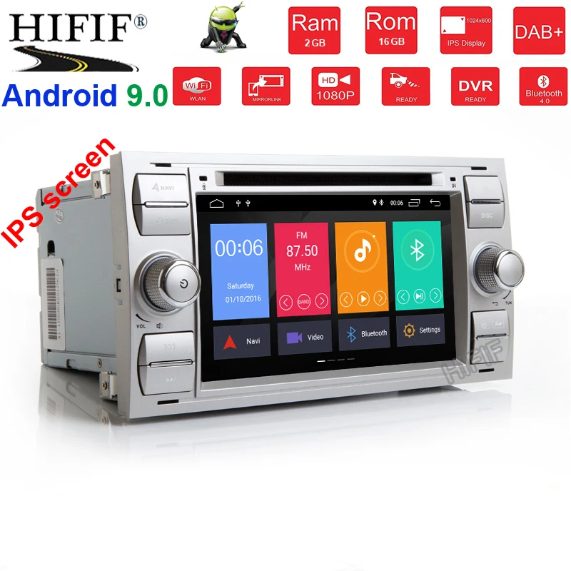 Ips HD 2 Din четырехъядерный Android 8,1 автомобильный dvd-плеер gps навигация wifi 4 г для FORD S-Max Kuga Fusion Transit Fiesta Focus II