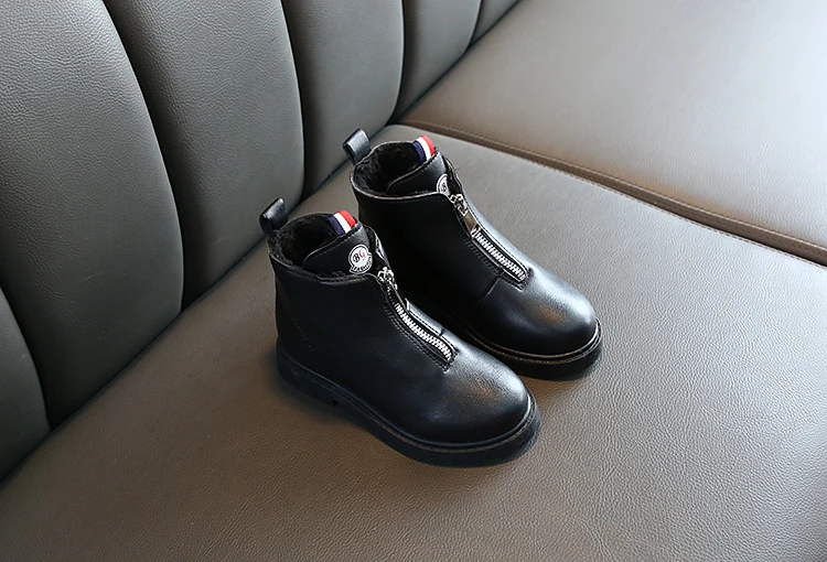 Winter Children Boots for Kids Shoes Girls Boots Boys Shoes Plush Warm Zip Fashion Outdoor Snow Boots Black White Toddler Boots