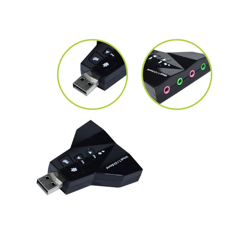 

USB Sound Card Mini 3D 7.1 Sound Track Dual Headphone Separate Chip Sound Card
