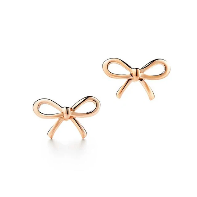ED 03 TFB RLLEN Quality TIF Original 925 Silver Fashion Elegant Bow Twig Earring Series DIY Jewelry Gift for Girls and Women - Gem Color: Green