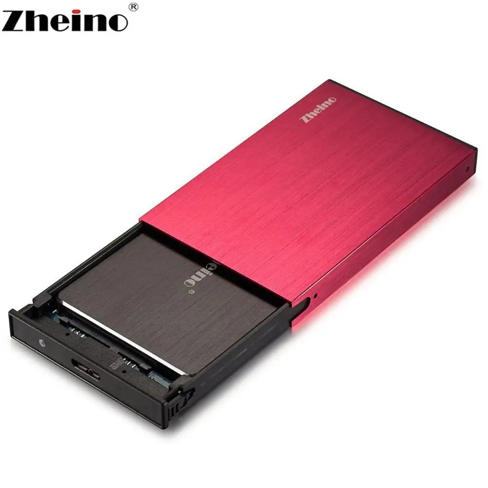 Zheino 2,5 дюймов USB3.0 HDD/SSD Внешний портативный корпус чехол для SATA 7 мм 9,5 мм жесткий диск USB2.0 кабель красный