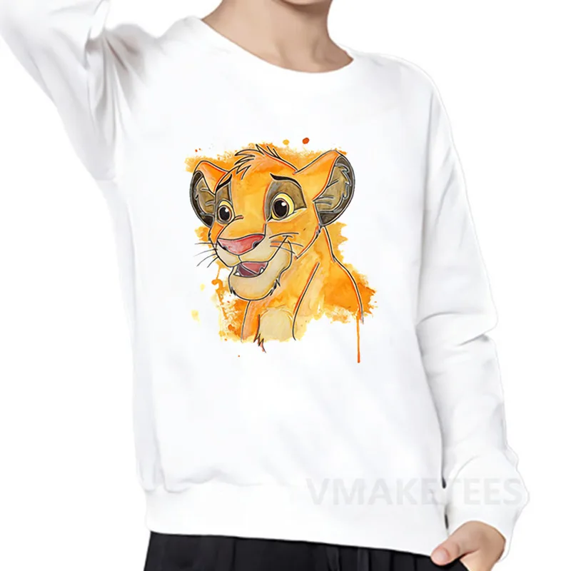 Детские толстовки с капюшоном с изображением короля льва и Симбы; свитер для маленьких мальчиков и девочек; детские осенние Топы; забавная одежда для малышей; KYT5315 - Цвет: 5315K-White