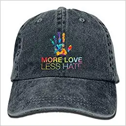 TSDFCMore Love Less Hate, Gay Pride винтажная вымытая окрашенная хлопковая саржевая Низкопрофильная регулируемая бейсболка