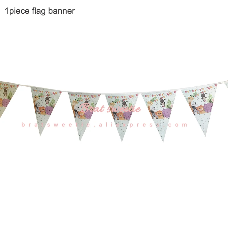 zoo flag banner Вечерние воздушные шары из фольги в стиле джунглей, животных, тигра, Льва, обезьяны, зебры, жирафа, коровы, сафари, аксессуары для детской вечеринки на день рождения - Цвет: zoo flag banner