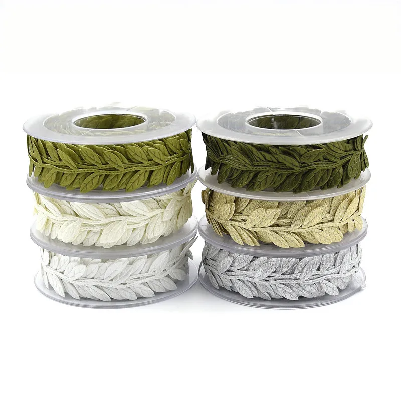 Leaf Lace Ribbon Wrap Gift Boxs Tree Leaf Ribbons Packaging DIY Party Wedding Handmade Decorations 5m/15m 2.5cm C2456, ribbon decoration,ribbon supplies,wrapping ribbon,lace trim ribbon