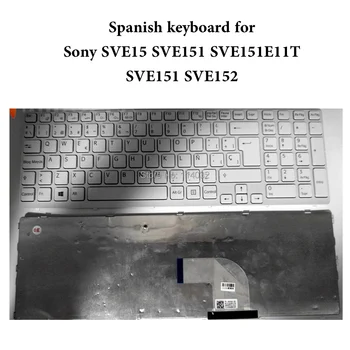 

New Spanish keyboard For Sony Vaio SVE15 SVE 15 SVE151 SVE1511 SVE1512 SVE151T SP LA BLACK WHITE Genuine with silver frame