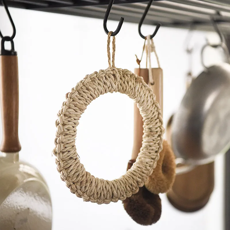 

Handmade Straw Pot Holders Hand-Woven Environmental Placemat Bowl Corn Leather Cord Pot Holders Table Mat Dinner Plates