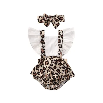 

2020 New Baby Clothes Sets 2PCS Infant Baby Girl Leopard Romper Jumpsuit Clothes Outfits Summer