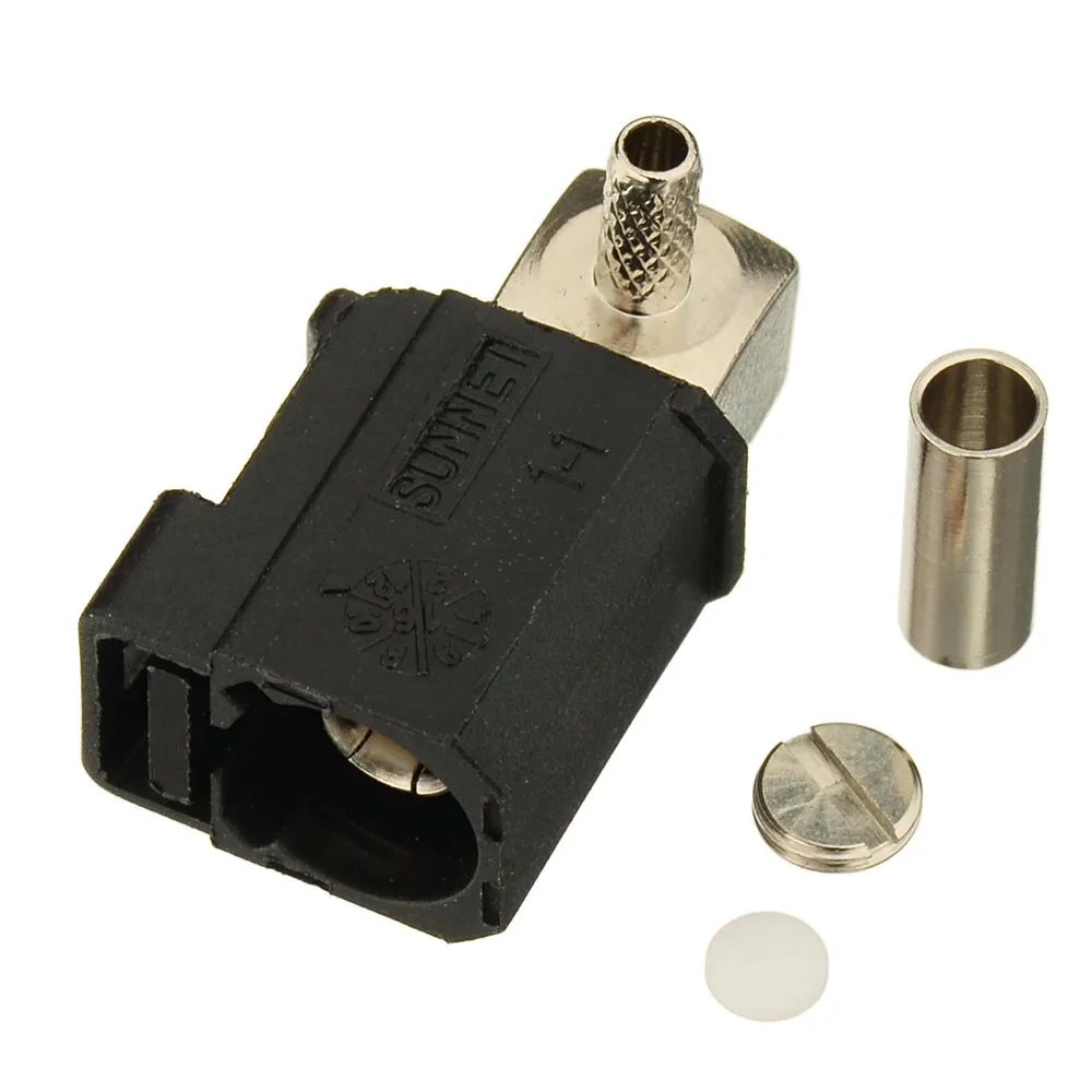 Superbat Fakra A Black /9005 Female Right Angle Radio without Phantom Supply Crimp RF Connector for Cable RG316 RG174 LMR100