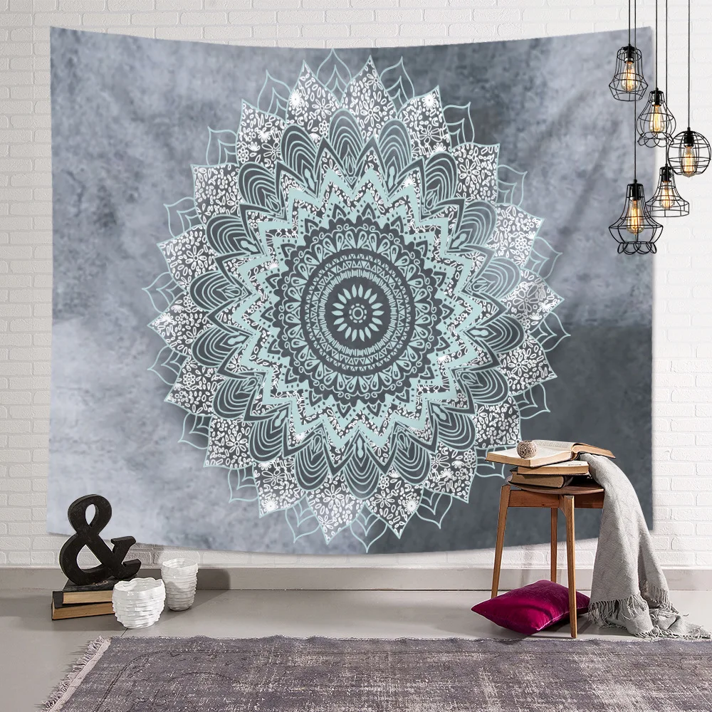 

Indian Tapestry Aubusson Colored Printed Decor Mandala Religious Boho Wall Carpet Bohemia Beach Blanket Sofa Cover Plus Size