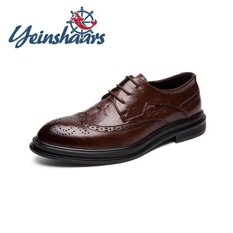 Brogue Shoes Designers Mens Shoe Casual Leather Footwear Fashion Business Formal Shoes Lace-up Flat Oxford Male Evening Dresses