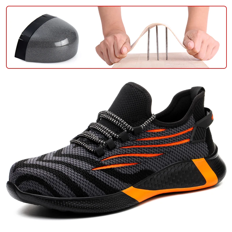 Safety Shoes Men Anti-Smashing Steel Toe Cap Puncture Proof Construction Lightweight Breathable Sneaker Work Boots Women Quality