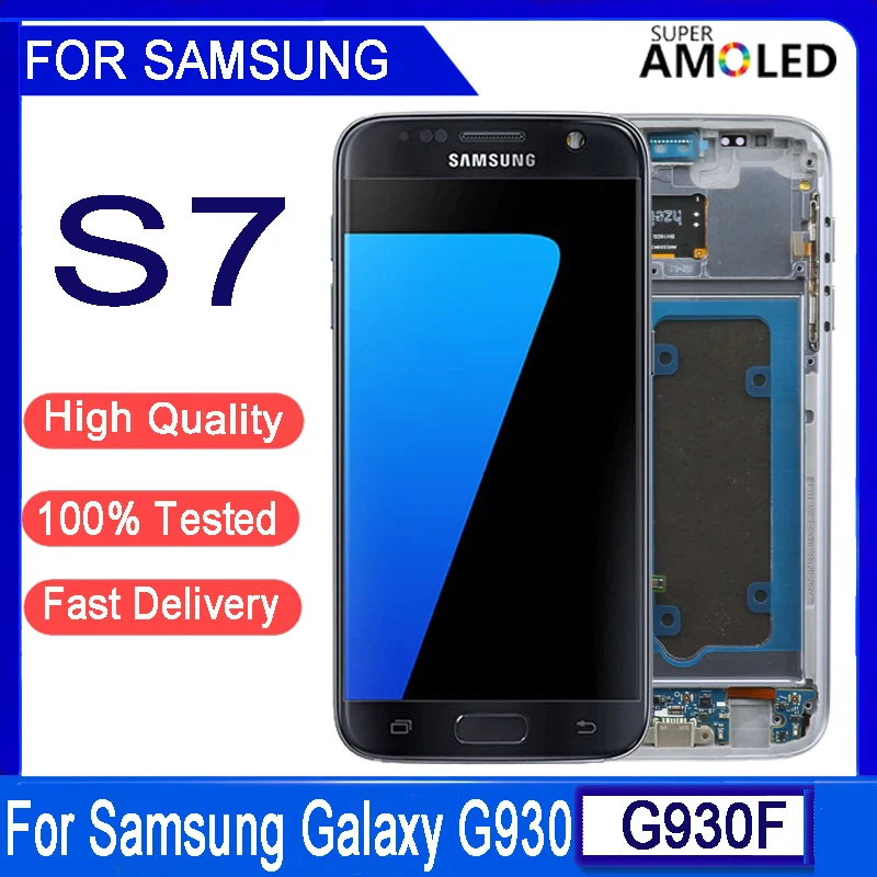 Оригинальный ЖК-дисплей 5 1 дюйма AMOLED для Samsung Galaxy S7 G930 SM-G930F с сенсорным экраном