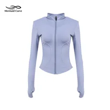 Русалка кривая Осень Зима Новая куртка для бега Женская быстросохнущая спортивная куртка на молнии с длинным рукавом фитнес облегающая Спортивная одежда для йоги