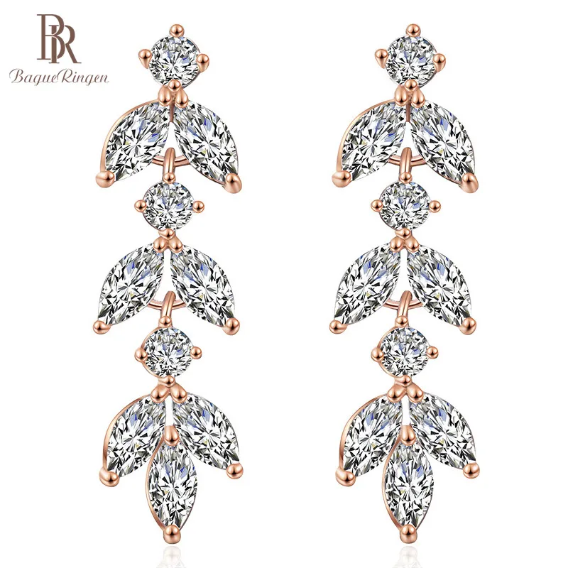 

Bague Ringen Silver 925 Jewelry Gemstones Earrings for Women AAA Zircon Long Ear drops Female Accessory for Wedding Gifts Laef