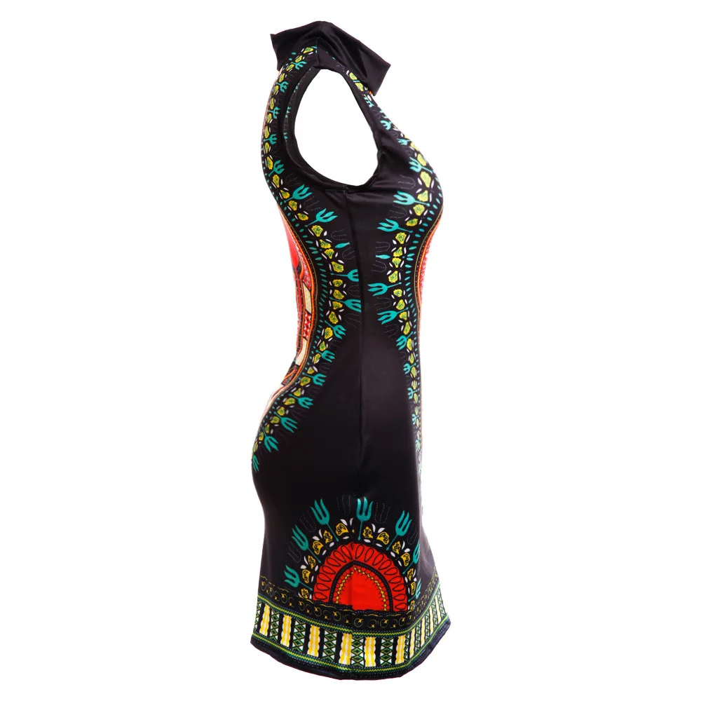 African Dresses for Women Sleeveless Sexy Tight-fitting Fashion High Stretch Printing Slim Fit Hip Bazin Dashiki Clothing african dress style