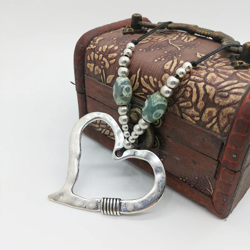 

Shuangsheng Design Hot Sale Retro Heart Tibet beads Sweater Chain adjustable Necklace For Women Female Jewelry Accessories 80cm