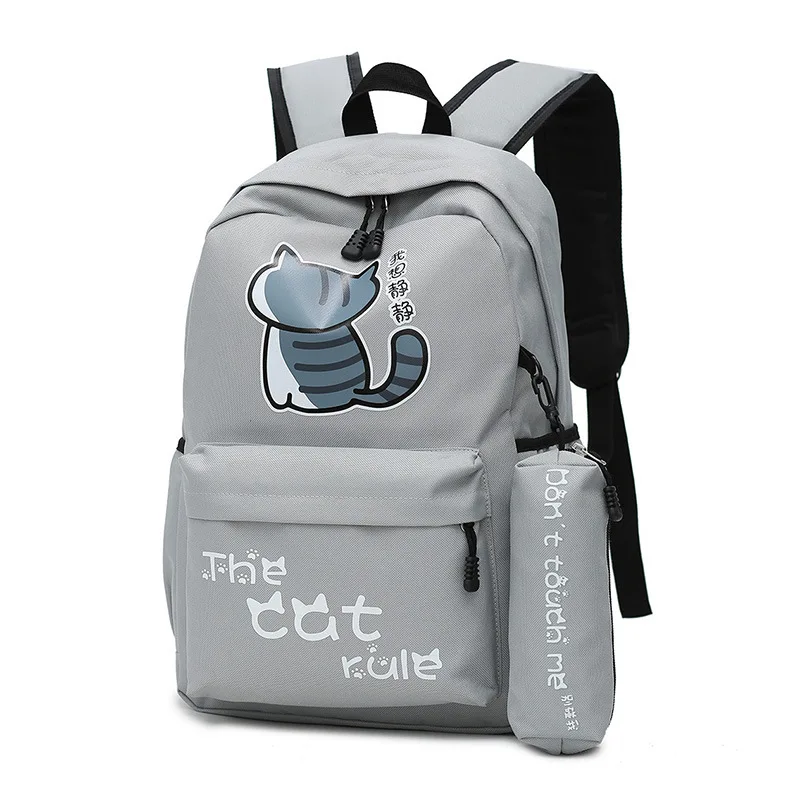 

Cute Cat Backpack for Girls Teenage School Bags Student Solid Nylon Laptop Back Pack Women Large Casual Bagpack Mochila 2020 New