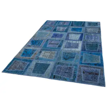 

159x240 Cm Blue Handmade Modern Patchwork Rug-5x8 Ft
