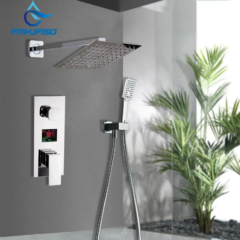 Квадратная хромированная насадка для Дождевого душа цифровой кран горячей и