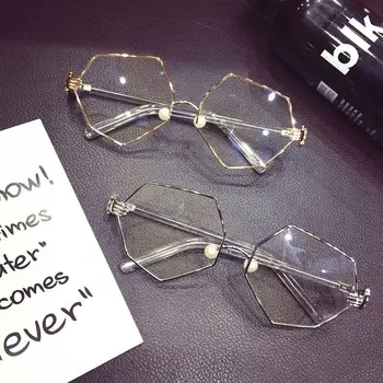 

Female flat light mirror octagonal hexagon glasses frame anti-radiation eye frame plain ancient tide