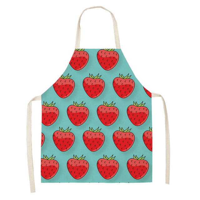 Fruit Pattern Linen Hand Wipe Sleeveless Waist Apron Home Decor Kitchen Baking Cleaning Tool Anti-stain Dining Workwear