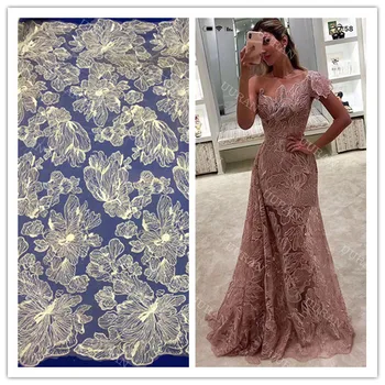 

High Quality French Nigerian Sequins Net Lace,African Tulle Mesh Sequence Lace Fabric for Bridal Wedding Dress 5yards/lot