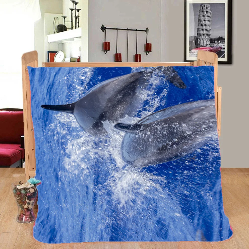 Дельфин Шаблон домашний диван одеяло, кровать одеяло и открытый вагон одеяло для детей, молодежи и взрослых