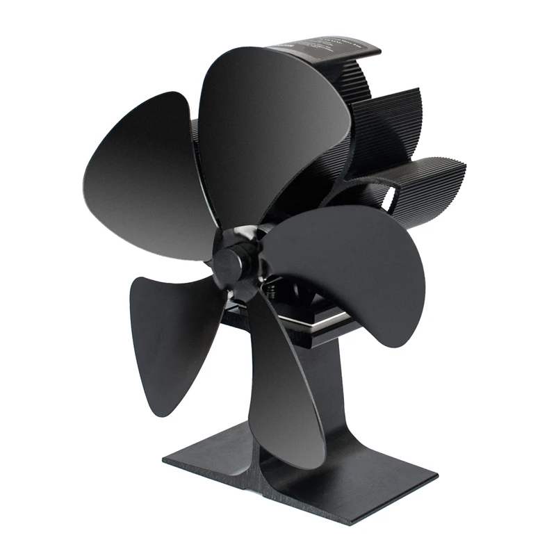 

Stove Fan with Magnetic Thermometer 5 Blade Wood Stove Fans Heat Powered Fireplace Fan Aluminium Eco-Friendly for Wood Log Burne