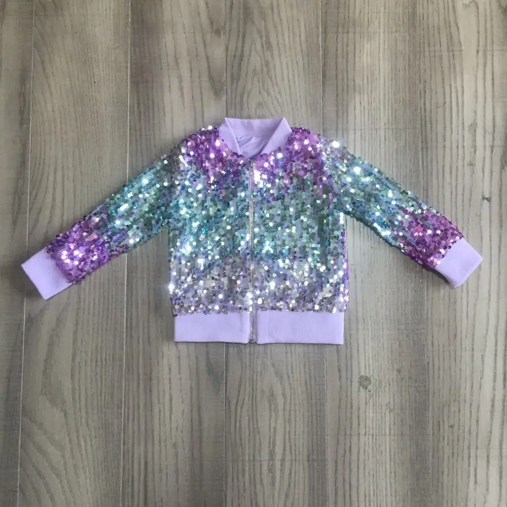 Chaqueta de otoño para niña, para niñas, lentejuelas teñidas, top de color lavanda para niñas, top de lentejuelas _ - AliExpress Mobile