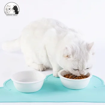 

Cute Cat Dog Food Bowl Mat Cat Dog Cloud Shaped Feeder Dish Placemat Easy Washing Bowl Pad Pet Waterproof Prevent Slippery Mat