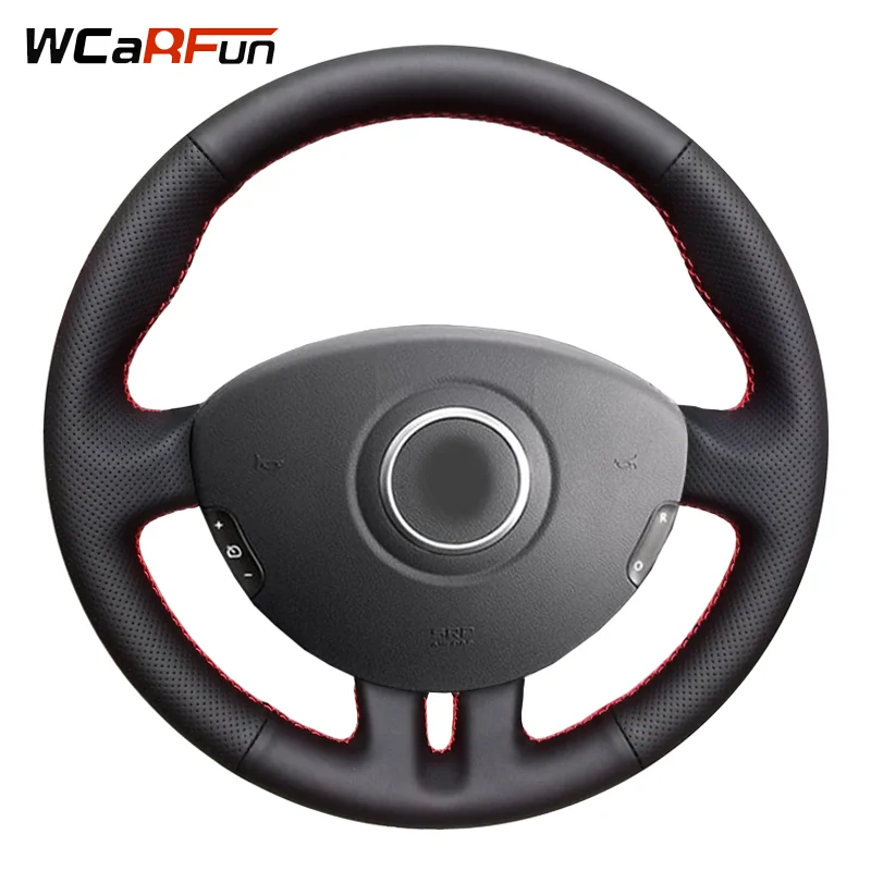 WCaRFun Hand-Stitched Genuine Leather Car Steering Wheel Cover for Renault Clio 3 2008 2009 Clio dynamics 2008 clio mk 3 2010