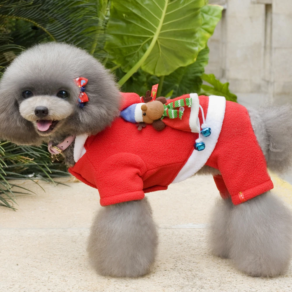 Зимняя одежда для животных, Рождественские толстовки для щенков, теплые мягкие четырехногие пальто для собак