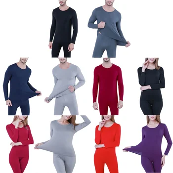 

Modal Thermal Long Johns Underwear Set Tops+Pants Women's Men Autumn Winter Shaping Body Clothing Solid Color Soft Underwear Y6